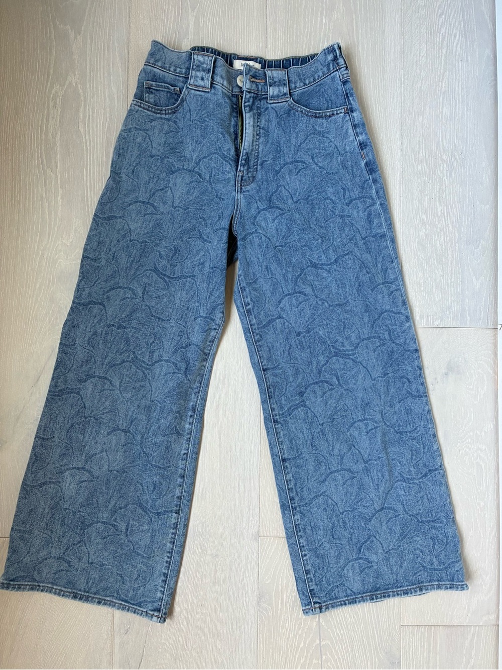 UpWest Mushroom Laser Printed Cropped Wide Leg Jeans Women's Size Small